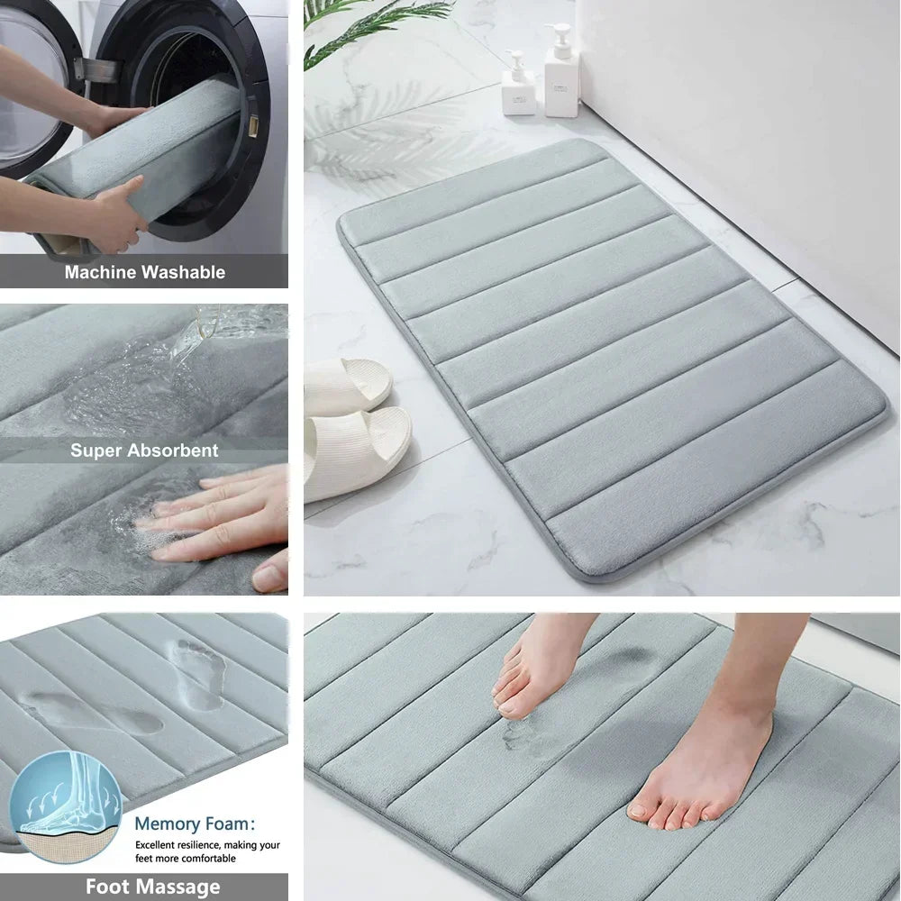 Water Absorbing, Non-Slip Memory Foam Bath Mat