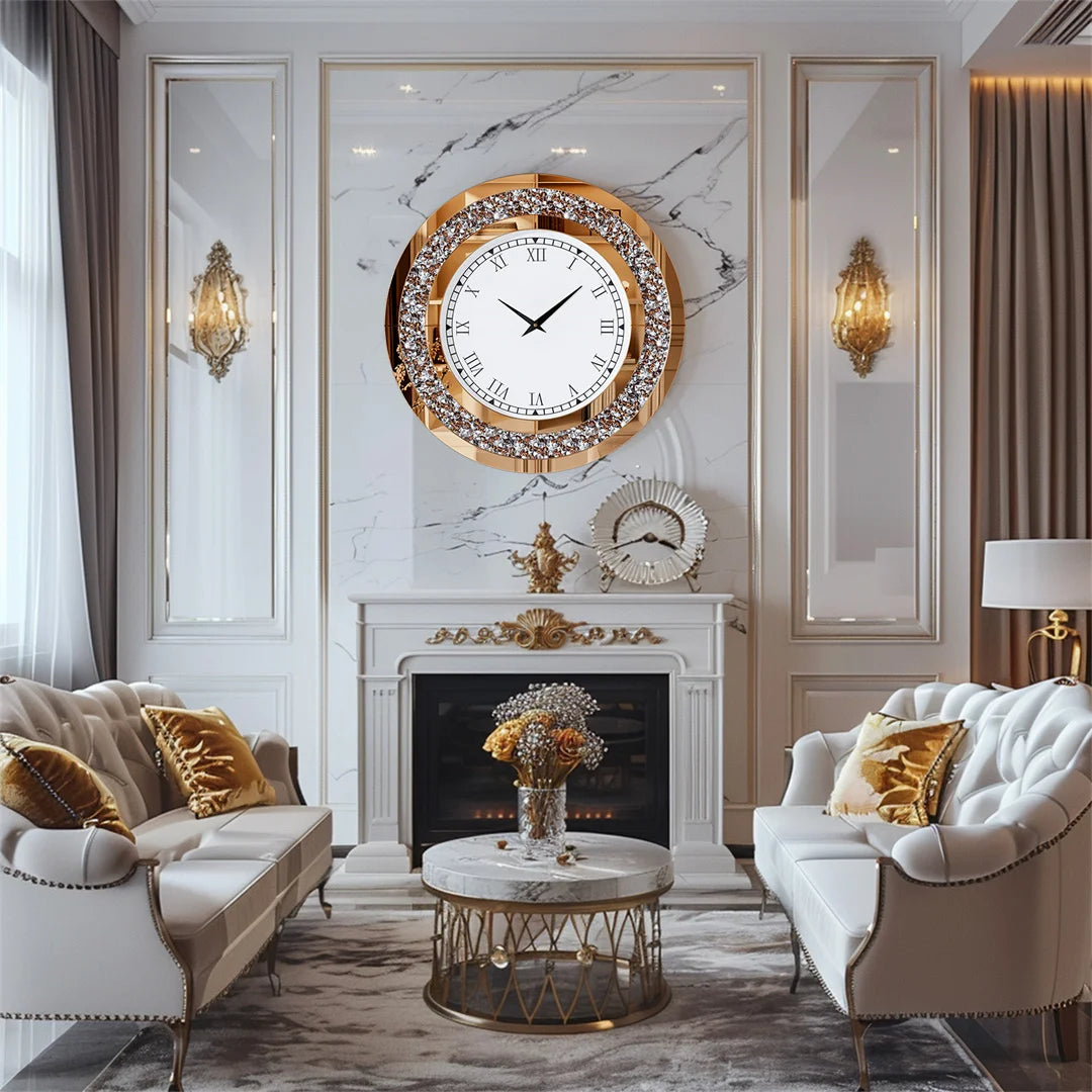Round Diamond Mirror Wall Clock