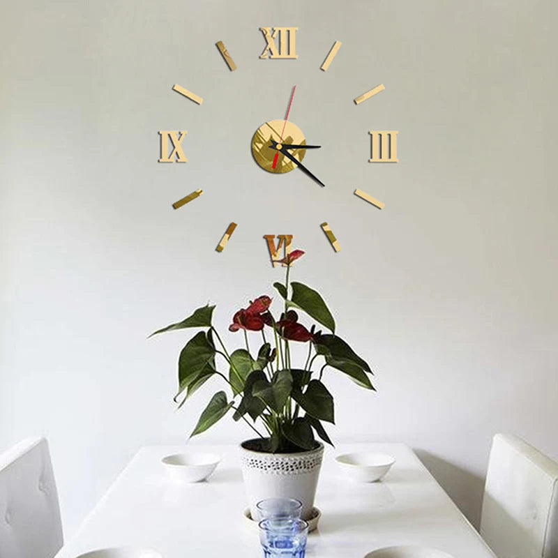 Mirror Roman Numbers Digital Wall Clock