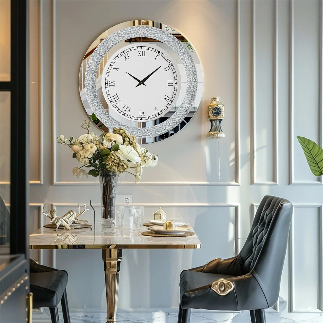 Round Diamond Mirror Wall Clock