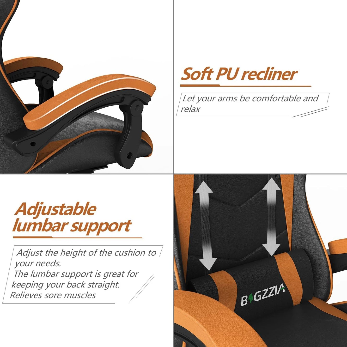Ergonomic Gaming/Office Chair with Headrest and Lumbar Support