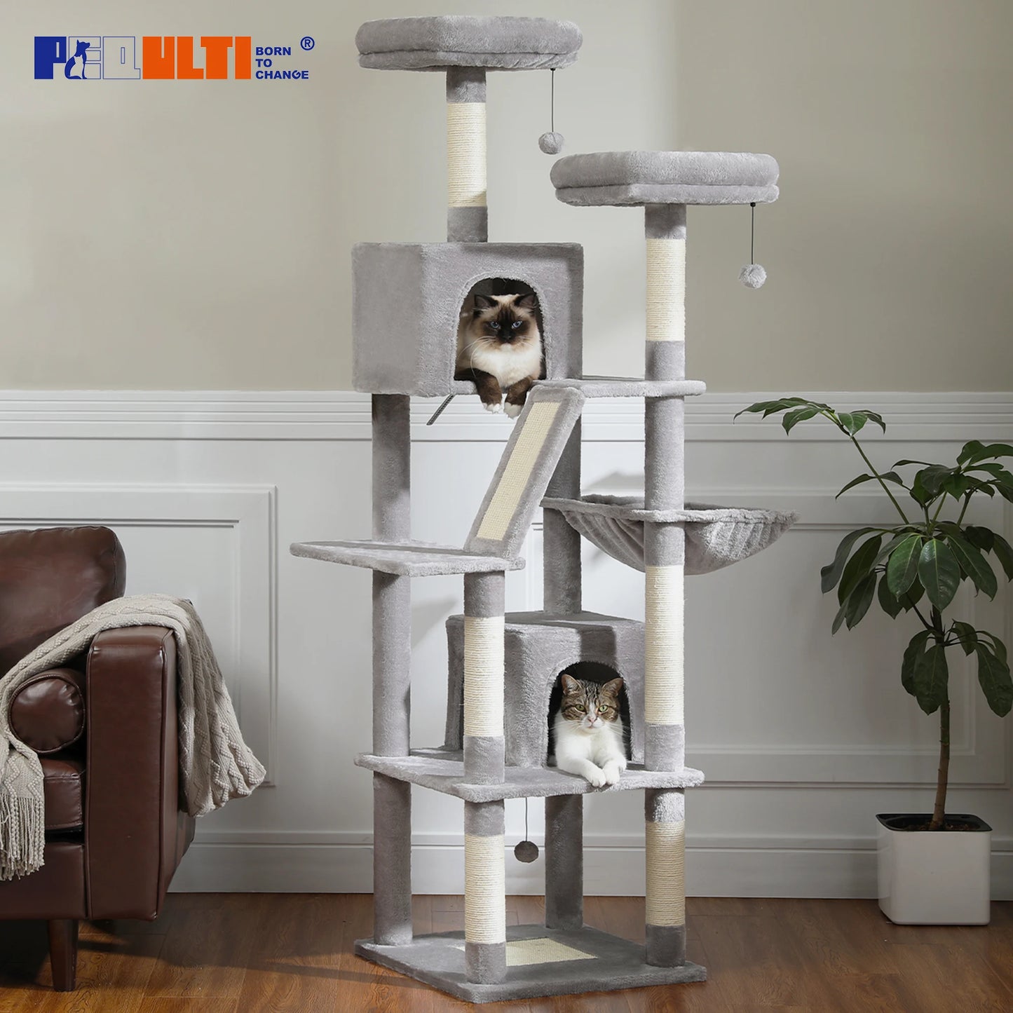 Large Cat Tree with Scratching Posts for Indoor Cats
