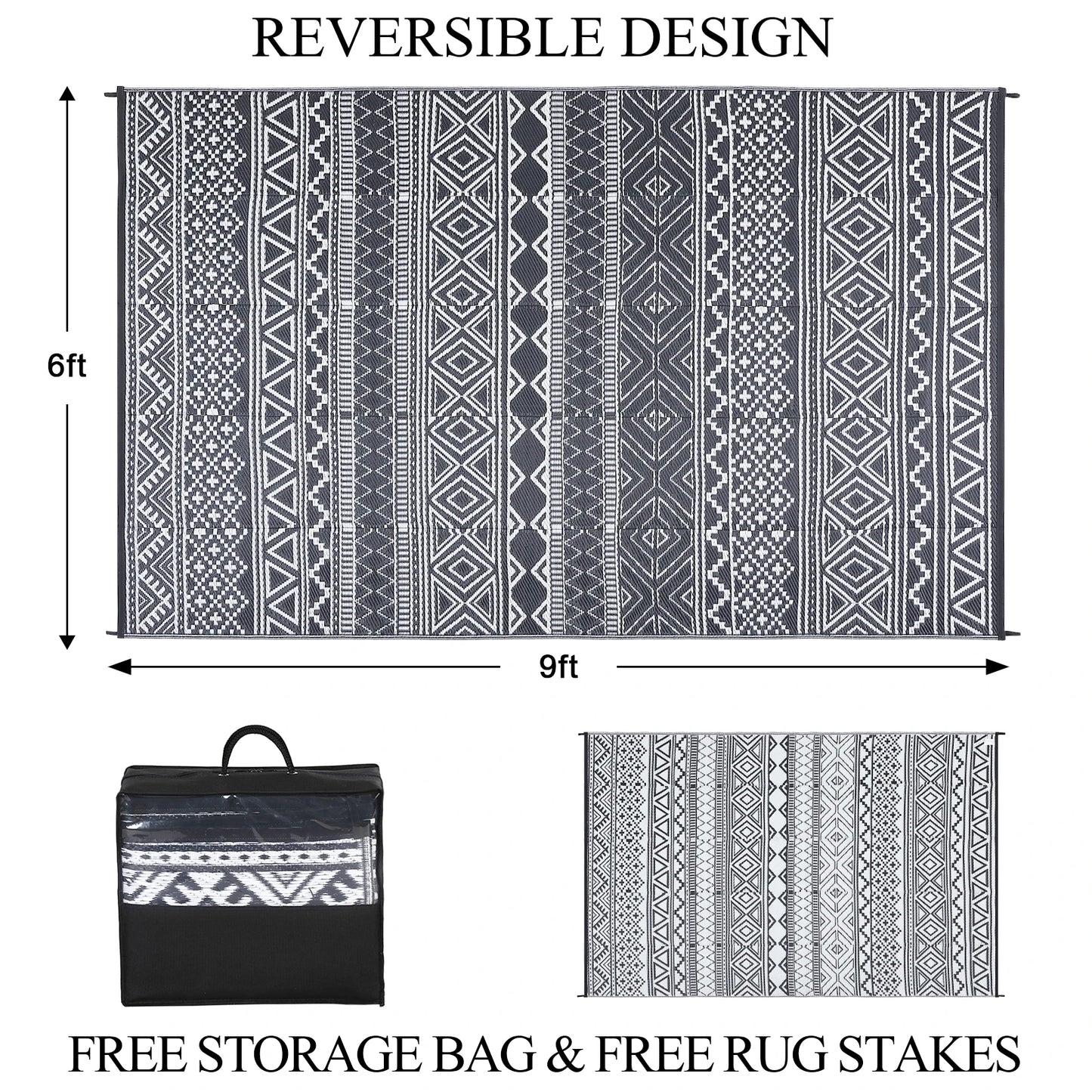 5'x8' Waterproof Reversible Outdoor Rug