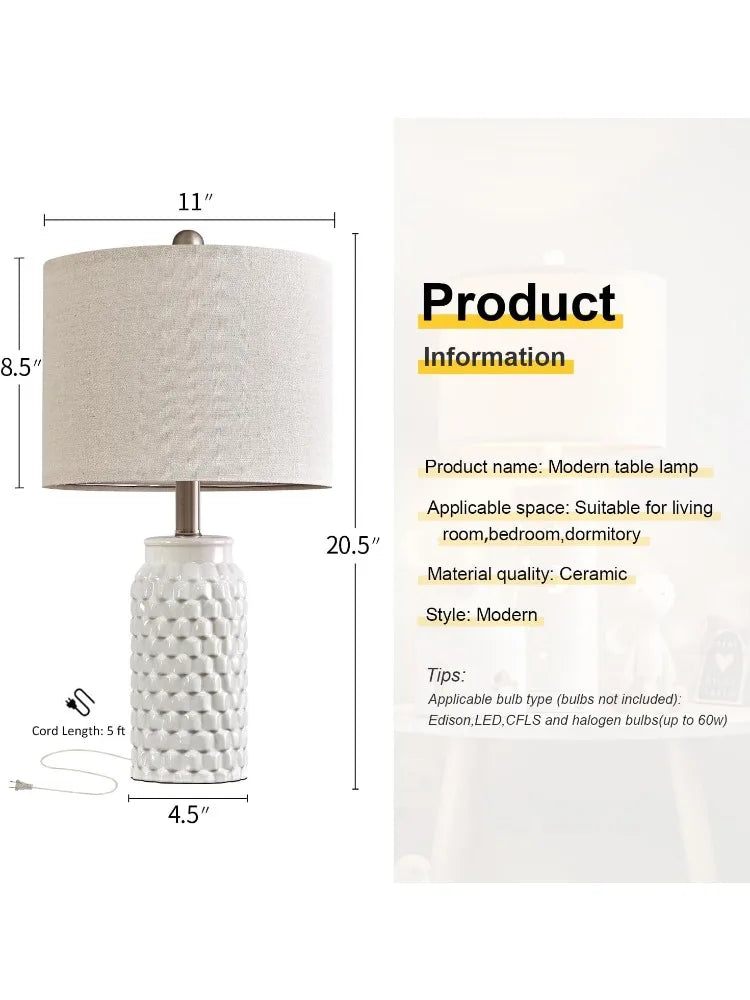 Set of 2 20.5" White Ceramic Table Lamp