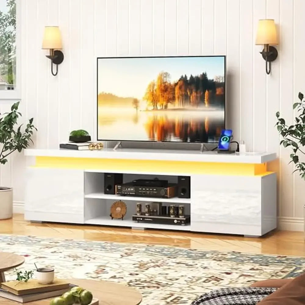 75" Entertainment Center with RGB Lights, USB Ports and Power Outlet