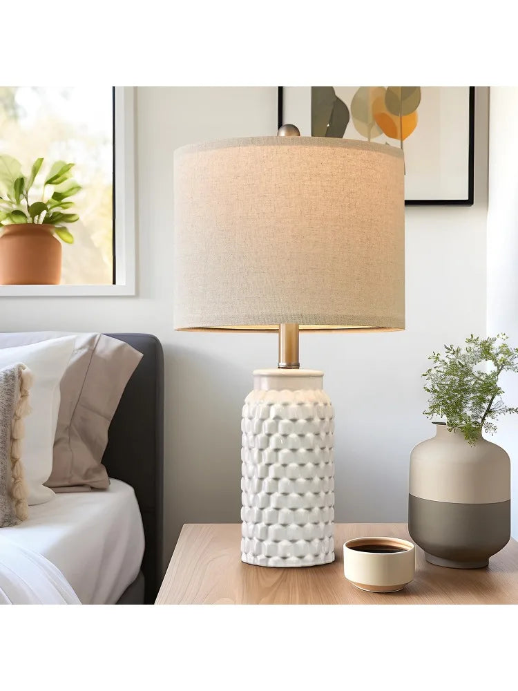 Set of 2 20.5" White Ceramic Table Lamp