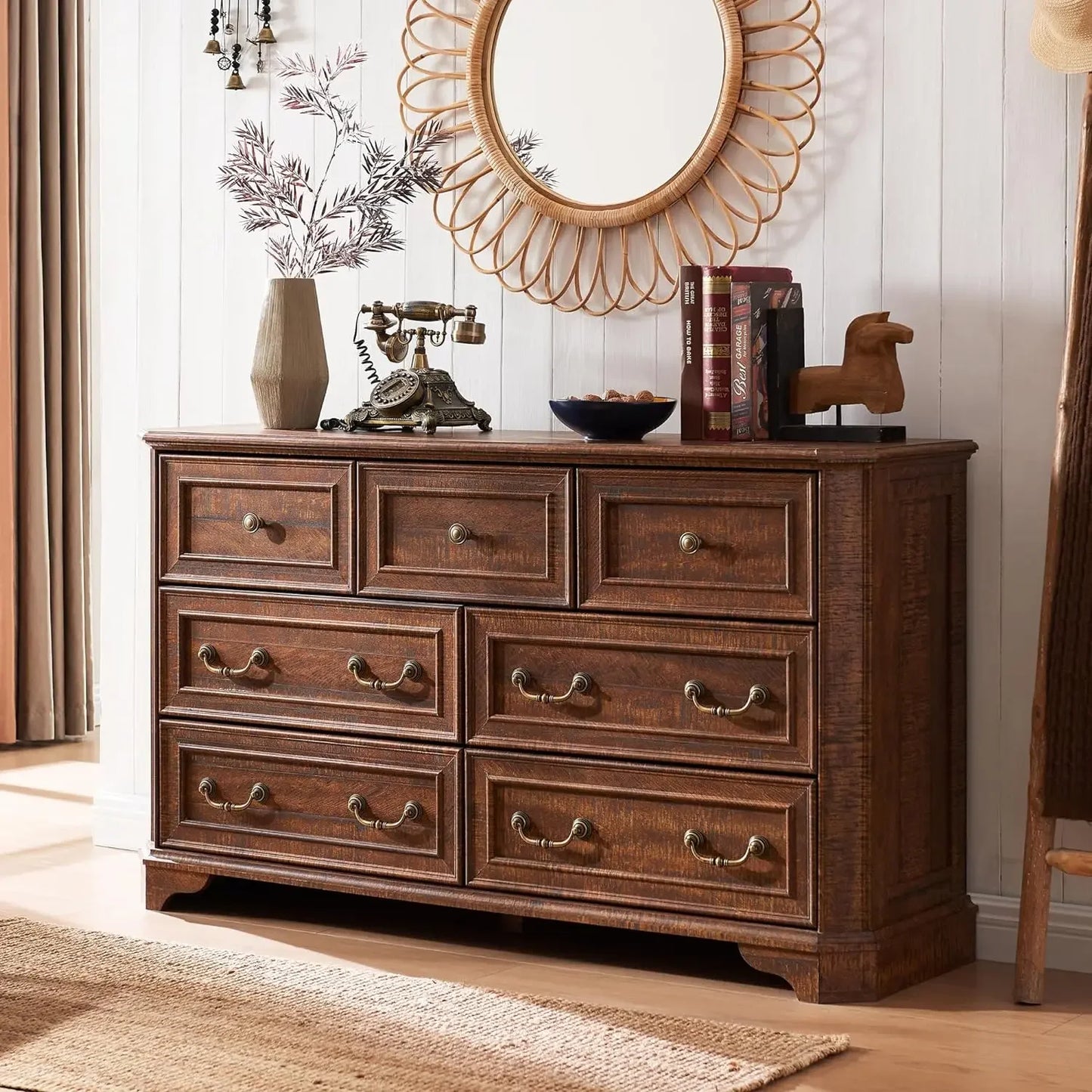 Farmhouse 54" Wide 7 Drawer Dresser