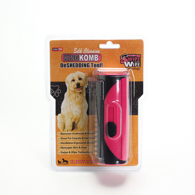 Pet Hair Removal De-shedding Comb And Cleaning Brush With Lint Roller