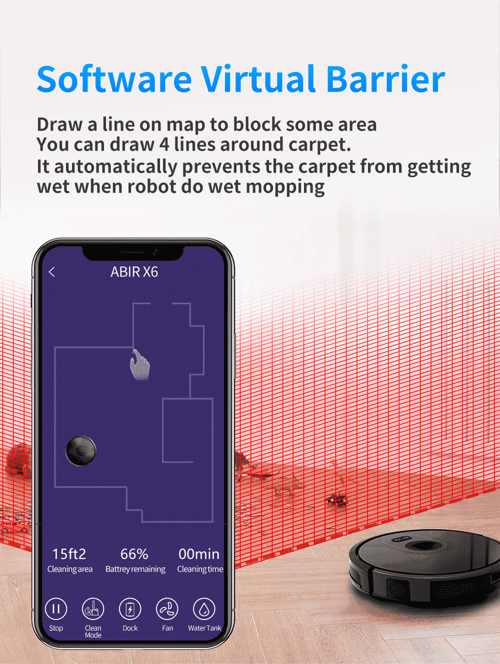 Robot Vacuum Cleaner with Smart Eye System, Virtual Barrier APP and Auto Floor Mopping