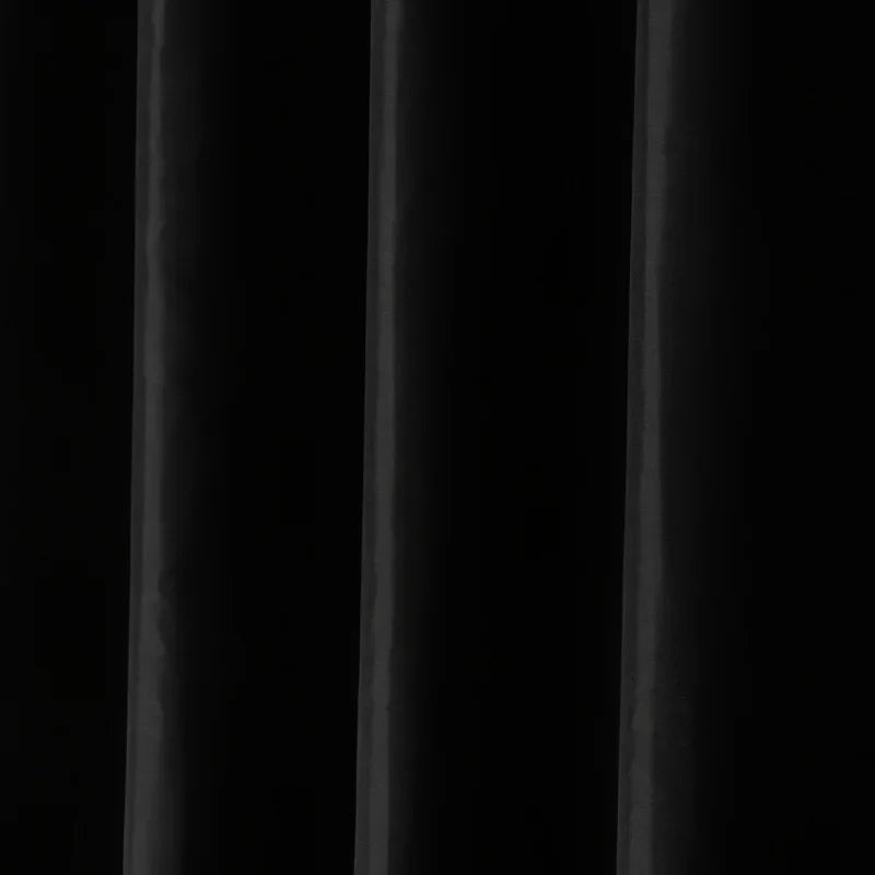 Solid Black Waterproof Fabric Shower Curtains With Hooks