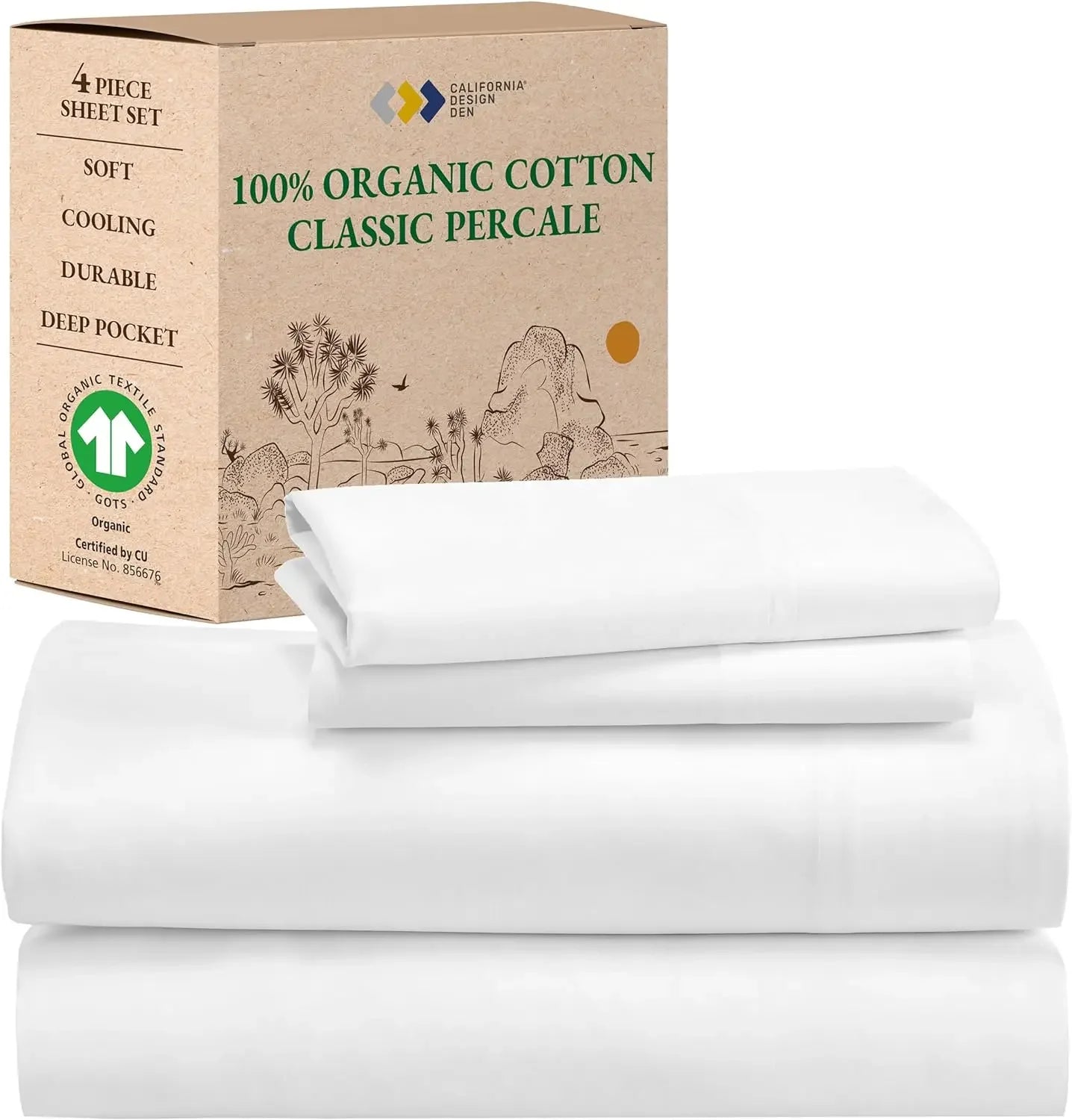 100% Organic Cotton Cooling Sheet Set With Deep Pockets
