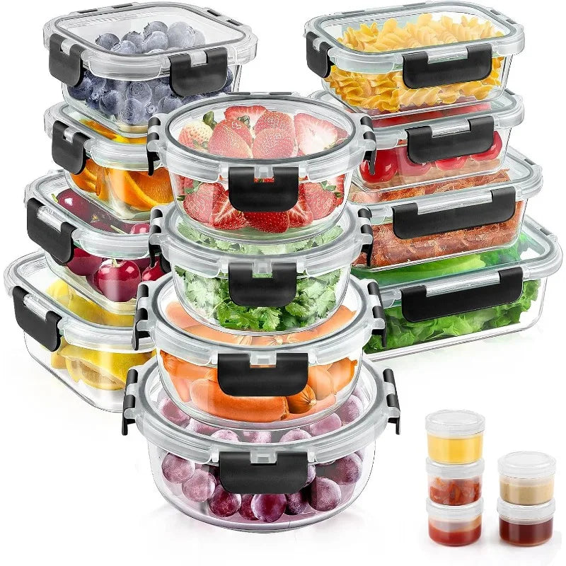 34pc Glass Food Storage Containers with Lids Set