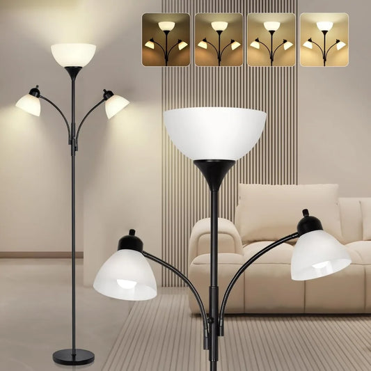 Standing Floor Lamp with 3 Dimming Adjustable Reading Lights