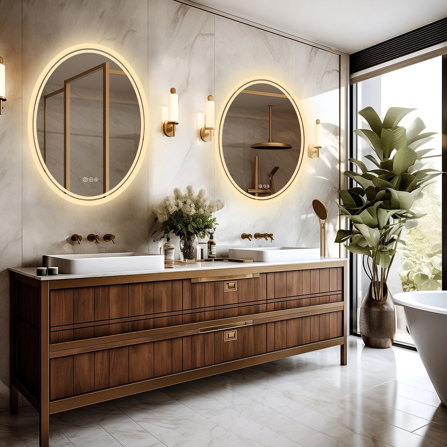 Wall Mounted Backlit Round Vanity Mirror