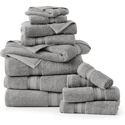 Luxury 12 Piece Bath Towel Set - 100% Cotton