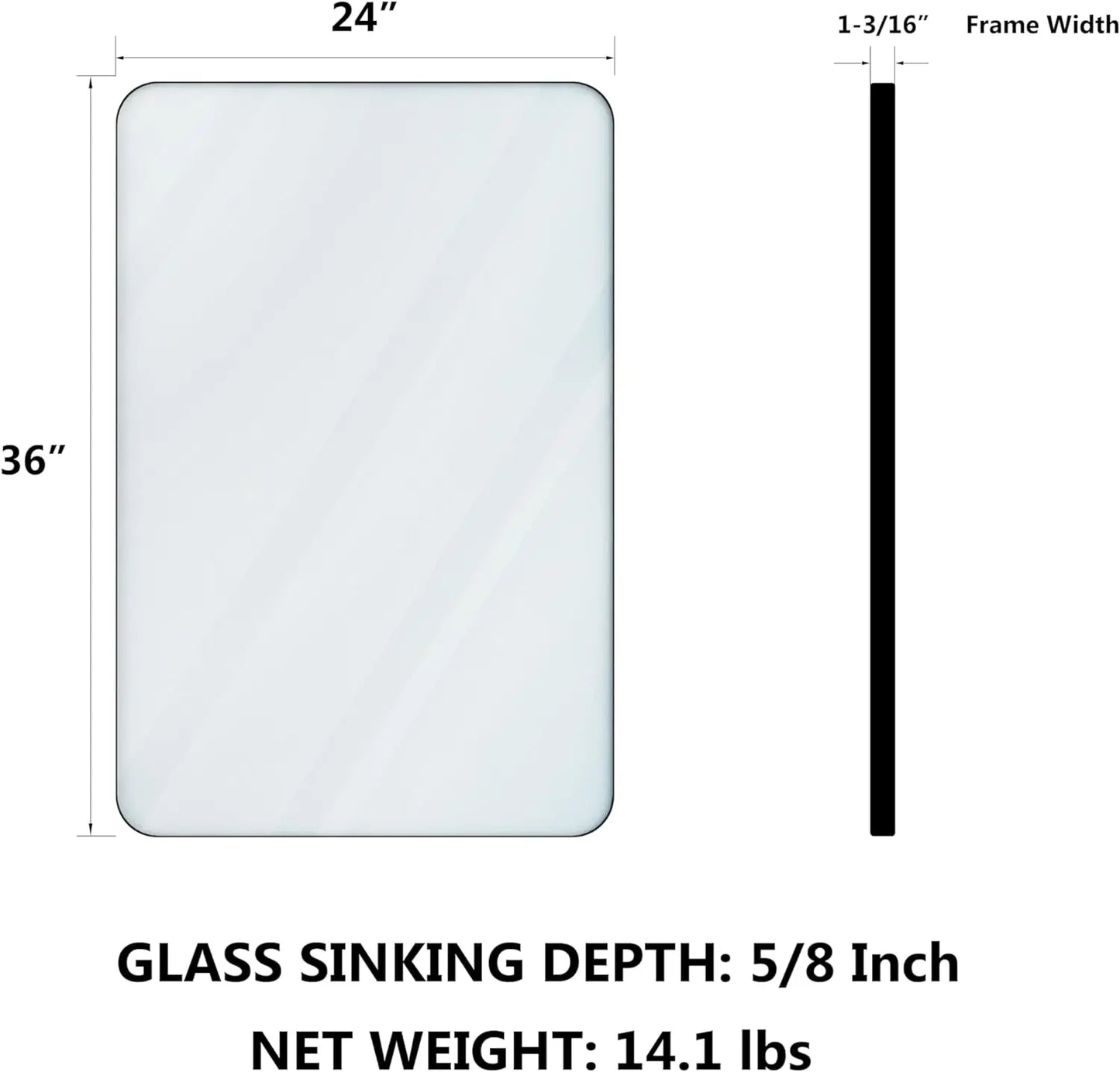 2-Pack Bathroom Mirrors 24 x 36 Inch, Black Metal Rectangle Framed
