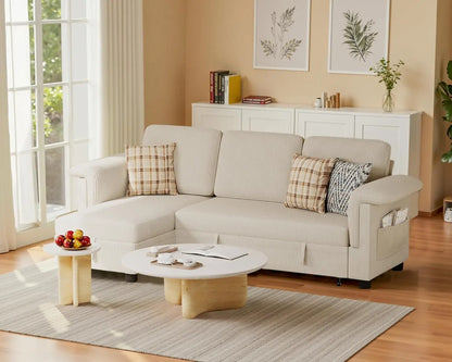 Pull Out Sleeper Couch with Storage and Reversible Chaise