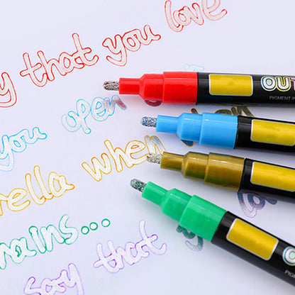 Metallic Double Line Glitter Pen Set with 24 Colors