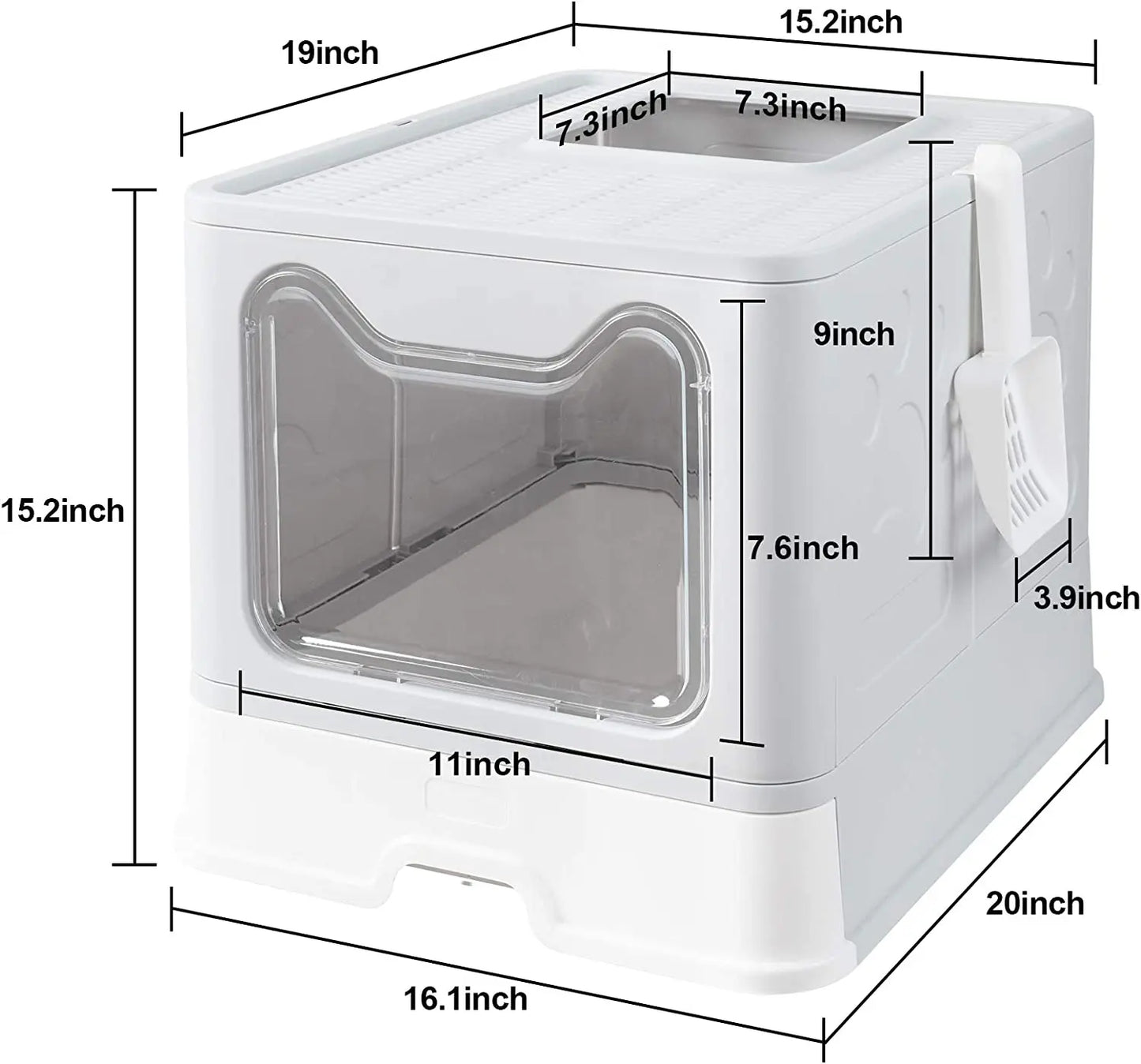 Front Entry, Top Exit Cat Litter Box with Scoop and Drawer