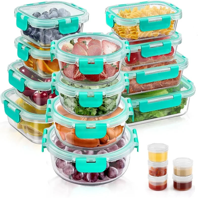 34pc Glass Food Storage Containers with Lids Set