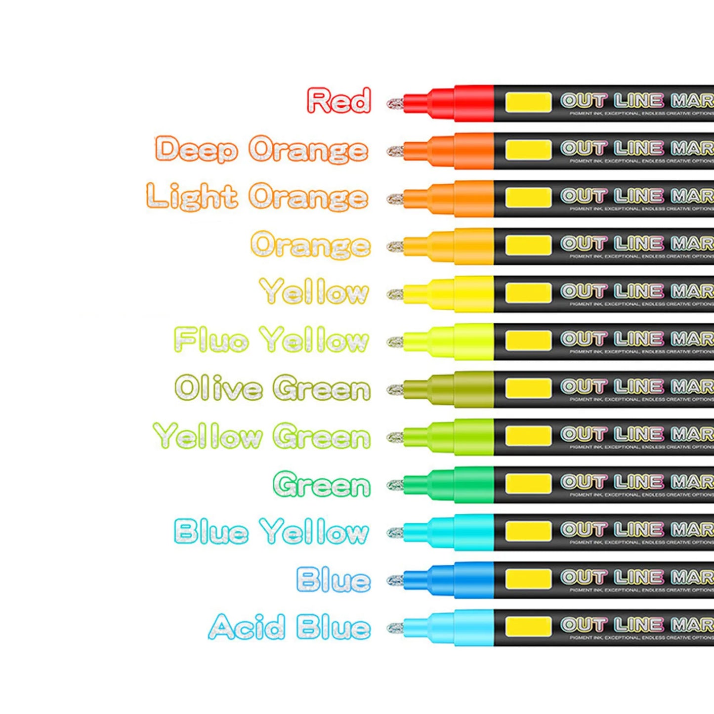 Metallic Double Line Glitter Pen Set with 24 Colors