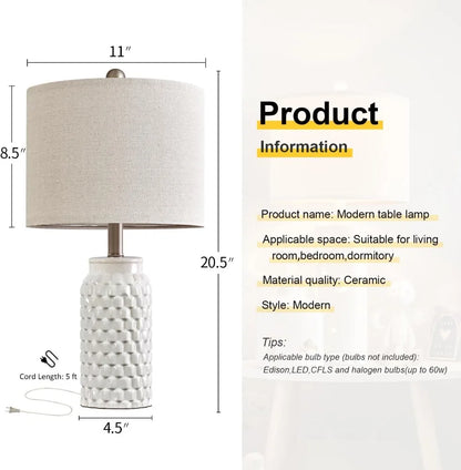 20.5" White Modern Ceramic Table Lamp - Set of 2