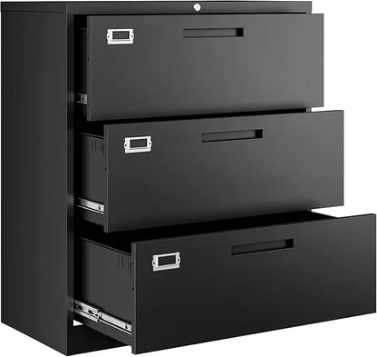 Metal 3 Drawer Lateral File Cabinet with Lock