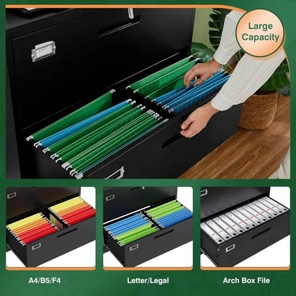 Metal 3 Drawer Lateral File Cabinet with Lock