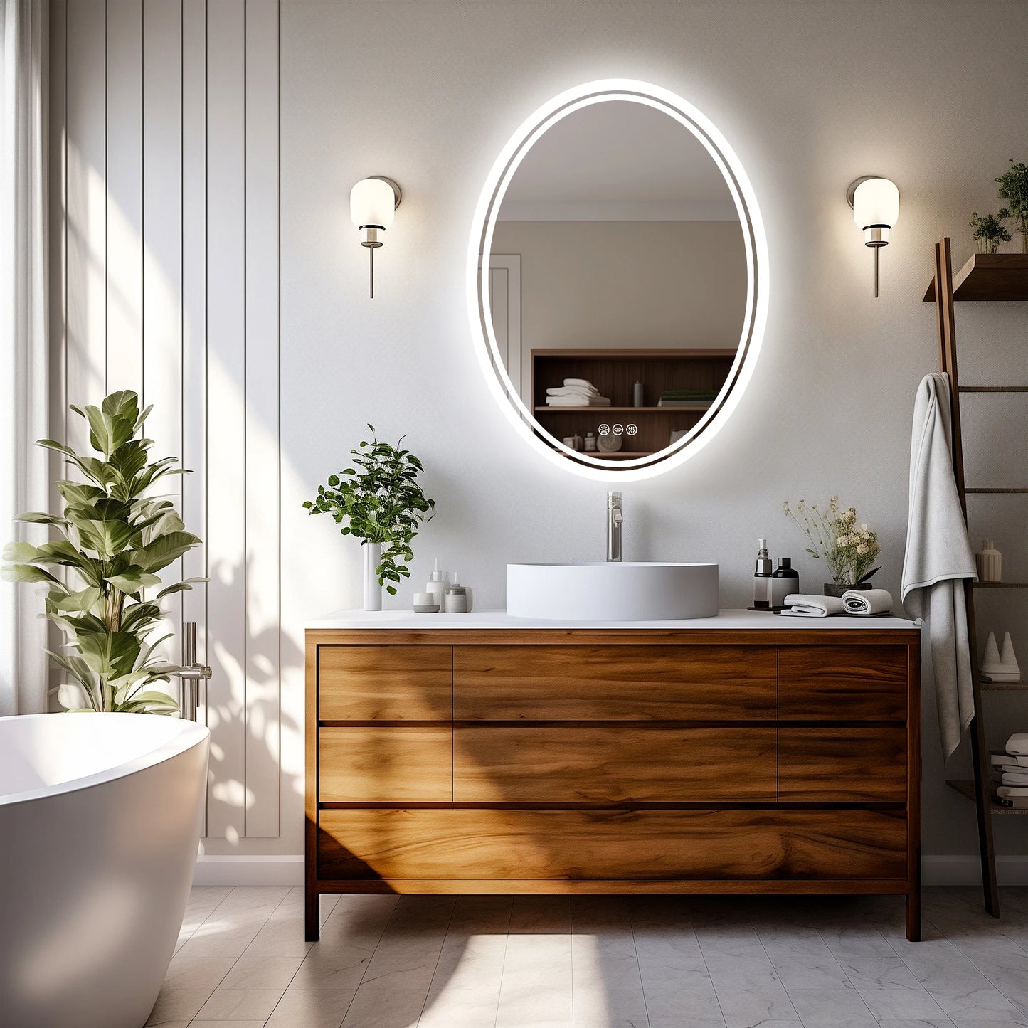 Wall Mounted Backlit Round Vanity Mirror