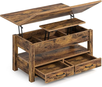 Multi-Function Lift Top Coffee Table with Drawers