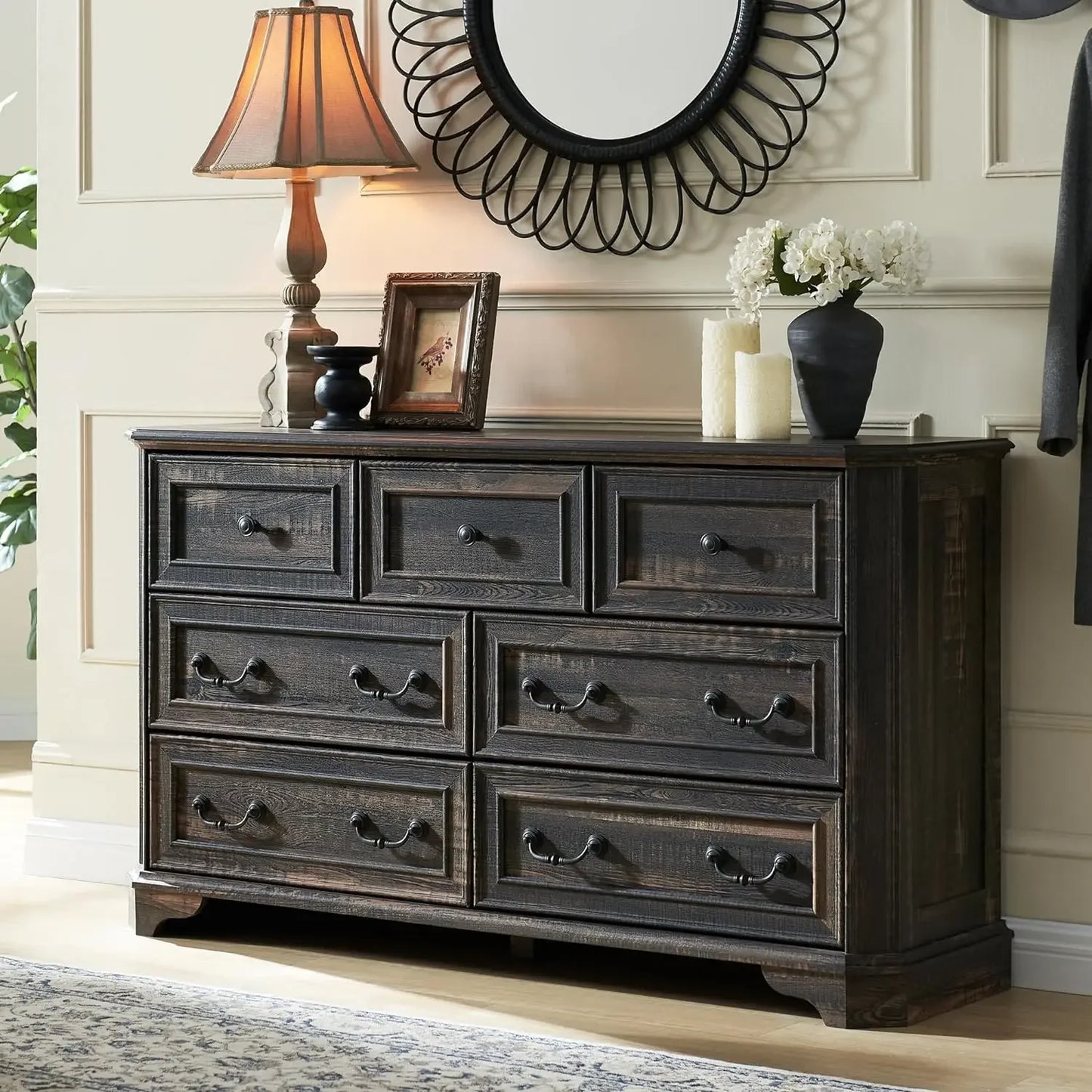 Farmhouse 54" Wide 7 Drawer Dresser