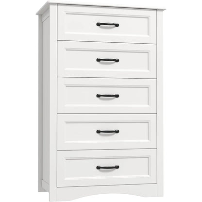 White Wood Chest of Drawers with Anti-Tip Device