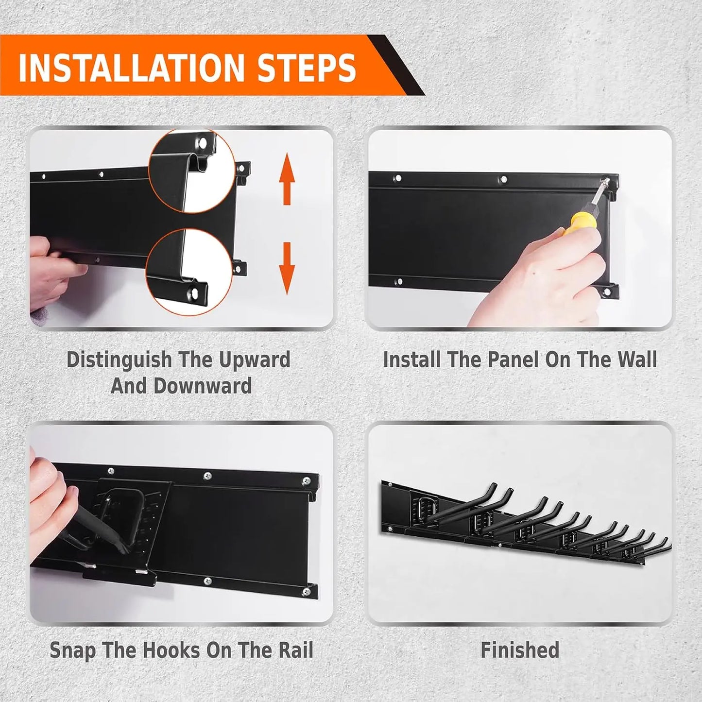 96" Garage  Wall Mount Organizer with 12 Hooks