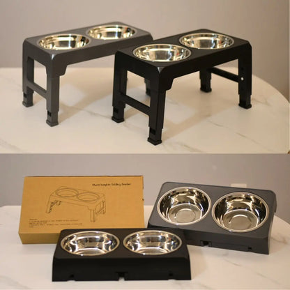 Multi Height Folding Feeder For Dog & Cat Stainless Steel Bowls!