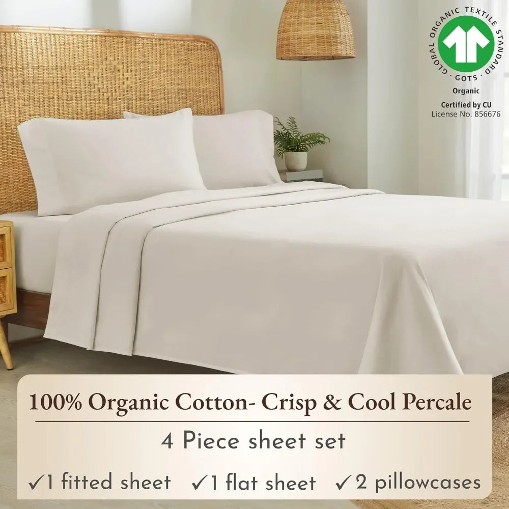 100% Organic Cotton Cooling Sheet Set With Deep Pockets