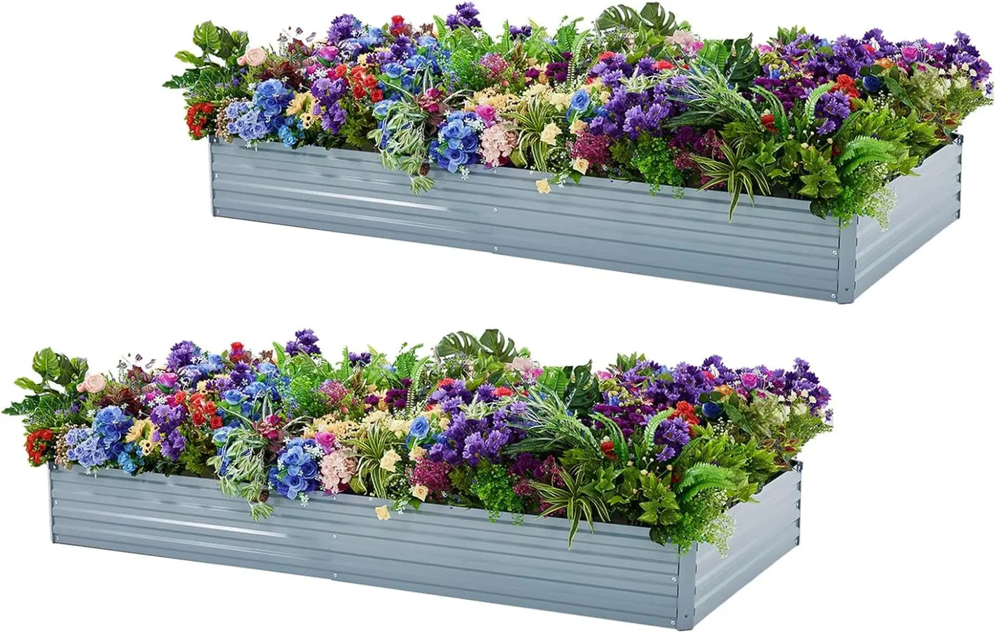 2 Pack 6x3x1FT Galvanized Metal Raised Garden Bed Kit - Outdoor