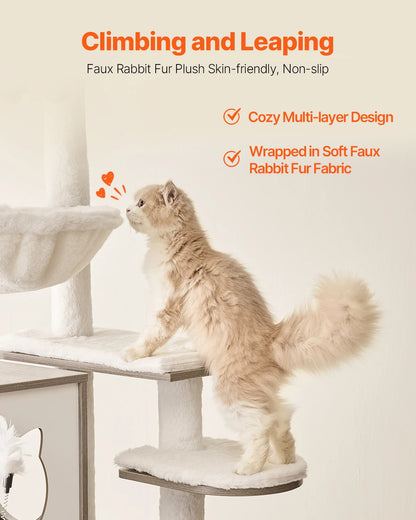 Multi-level Large Cat Tree with Litter Box Enclosure and Sisal Scratching Post