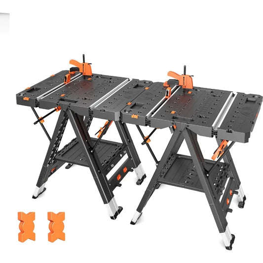 Combined Portable Folding Work Table - 2-in-1 Sawhorse & Workbench
