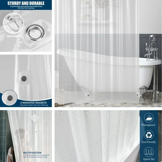 Waterproof Shower/Bath Curtain with Hooks