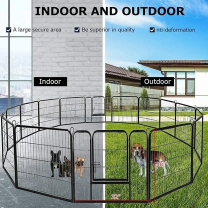 Dog Play Pen With Doors 40 Inch Height 16 Metal Fence Panels