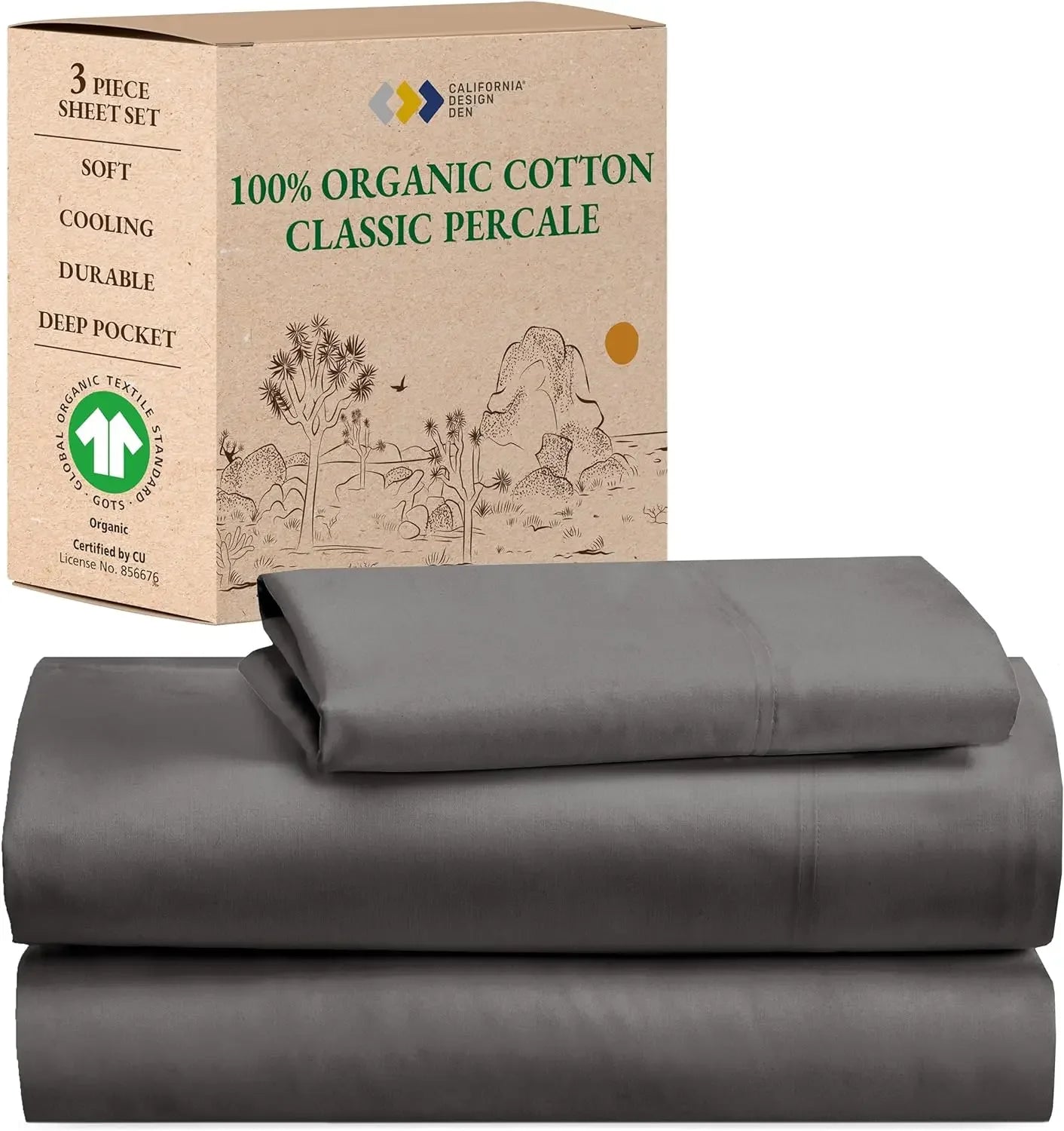 100% Organic Cotton Cooling Sheet Set With Deep Pockets