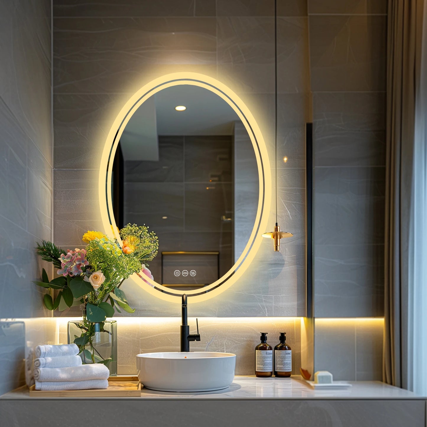 Wall Mounted Backlit Round Vanity Mirror