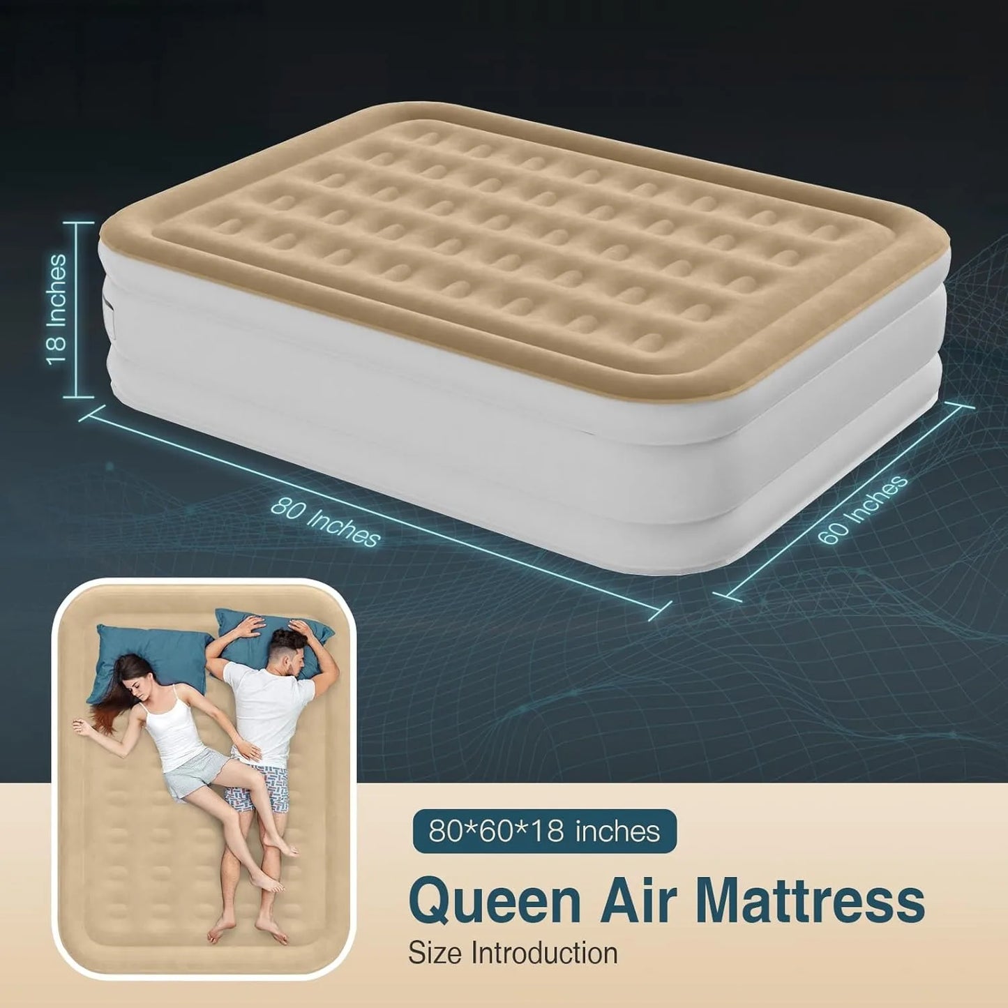 Premium Queen Air Mattress with Built in Pump