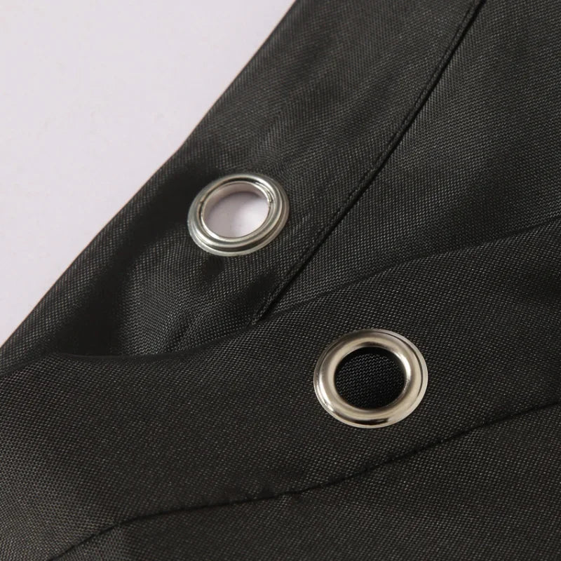Solid Black Waterproof Fabric Shower Curtains With Hooks