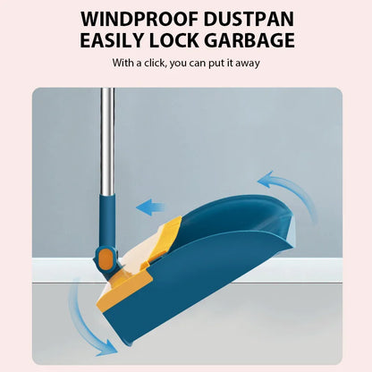 Foldable Broom and Upright Dust Pan Set
