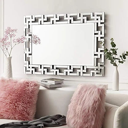 Large Rectangular Venetian Wall Mirror with Hand Polished Edges