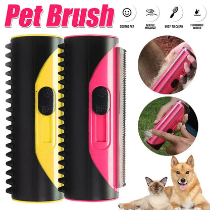 Pet Hair Removal De-shedding Comb And Cleaning Brush With Lint Roller