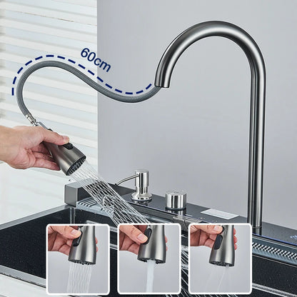 Stainless Steel Kitchen Sink with Faucet Digital Display