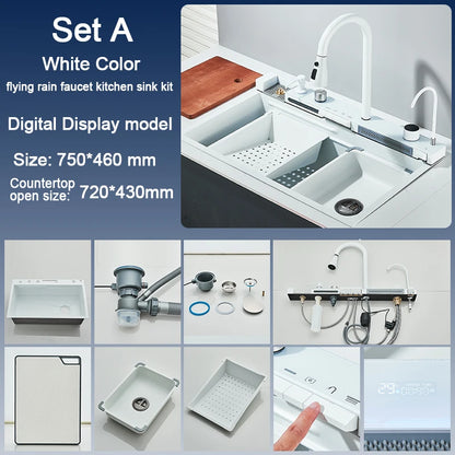 Stainless Steel Kitchen Sink with Faucet Digital Display