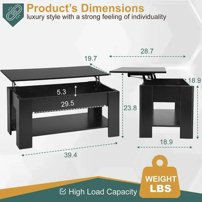 Lift Top Coffee Table with Hidden Storage Compartment